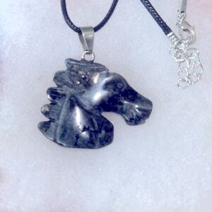 Hippie Boho Larvikite Crystal Horse 🐎 Silver 18-20” Neck…